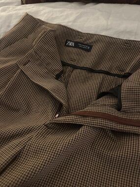 ZARA Brown & Cream Houndstooth Pants